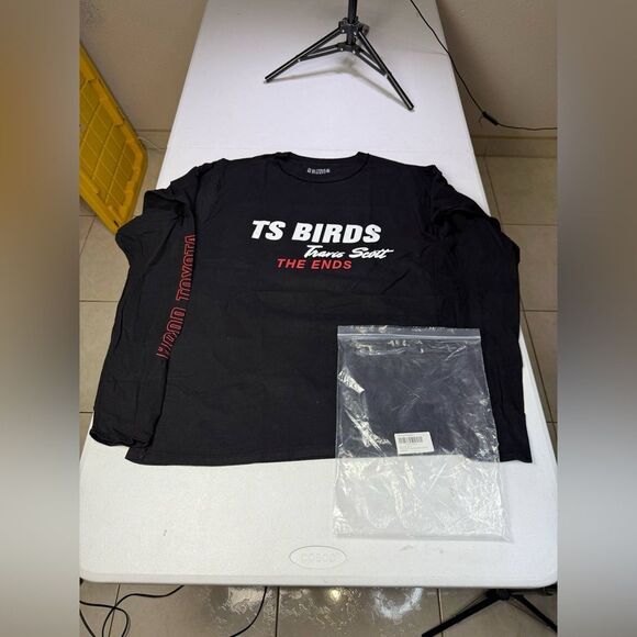 New Travis Scott T'S Birds The Ends Tour Black Long-Sleeve T-Shirt Sz L - Picture 1 of 9